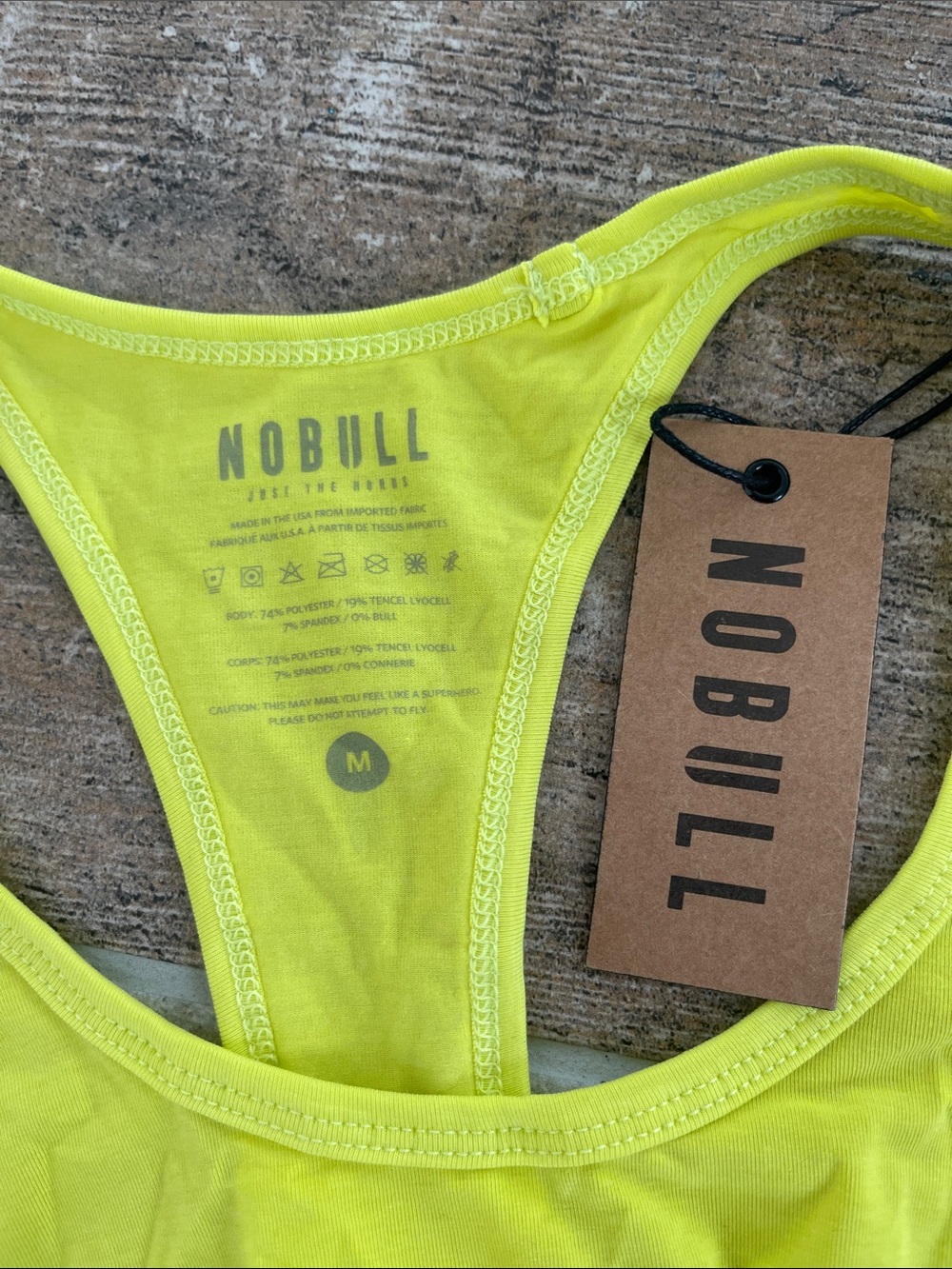 NWT NoBull Project Neon Yellow Racerback Tank Top Medium M - Picture 4 of 7